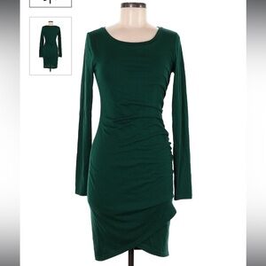Alya Francesca's Collection Dark Green Emerald Bodycon Shirred Dress Size XXS